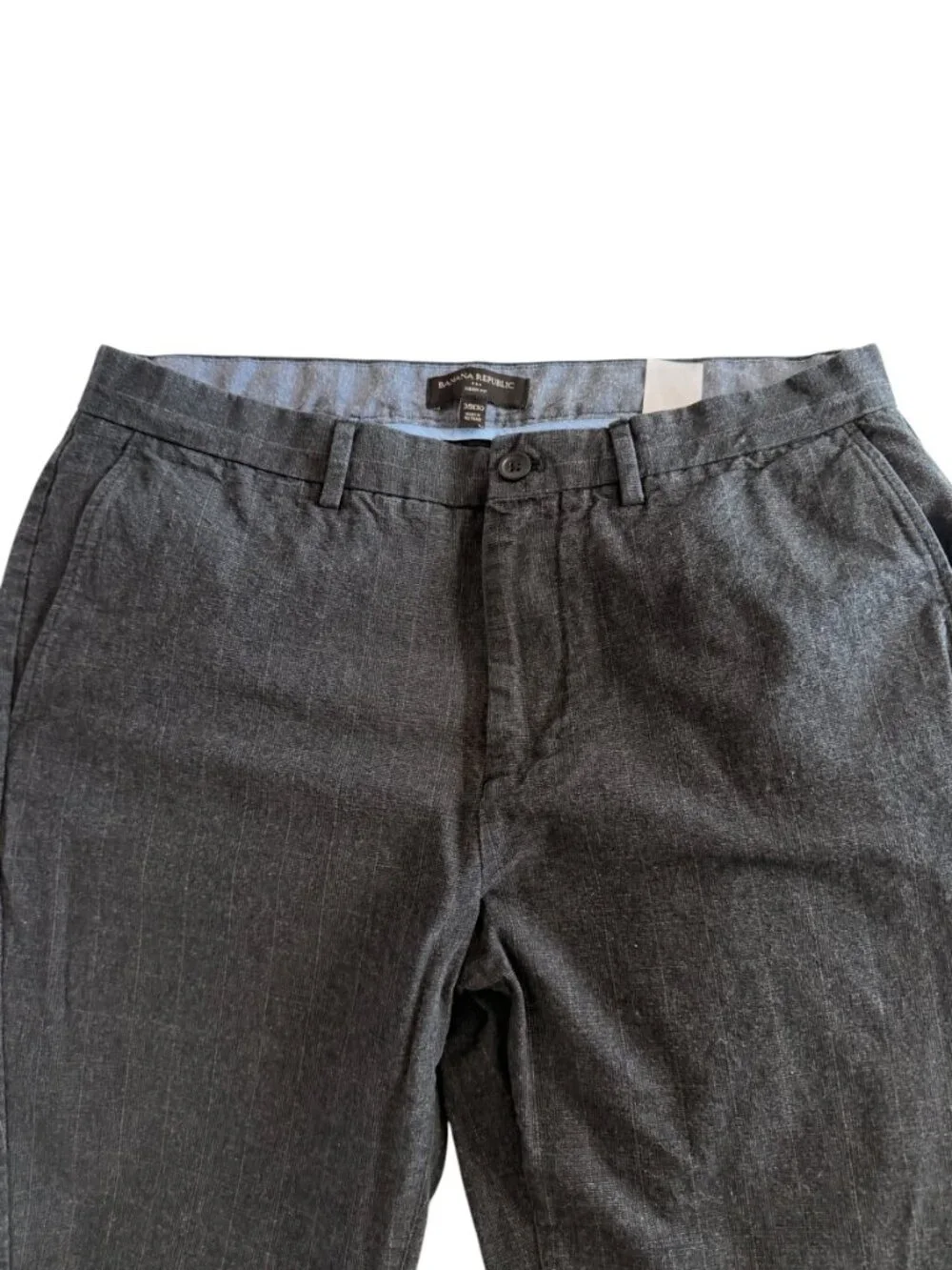 Banana Republic Dark Navy Plaid Pattern Slim Fit Pants 35 x 30